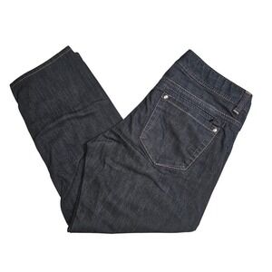 Athleta Dark Wash Stretchy Crop Jeans Extra Back Zip Pocket Size 8